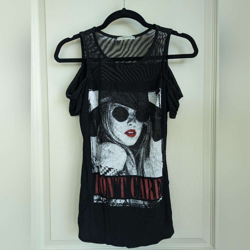 Papaya black top with mesh